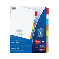 Avery® – Intercalaires très larges Big Tab™insérables pour jet d'encre et laser, 9 x 11 po - 8 onglets - multicolores-Intercalaire insérable