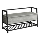 Monarch Specialties - 4500 Banc 42"L -Rangement Gris/Metal Noir-Banc de rangement combiné avec un haut qui s'ouvre et étagère à chaussures