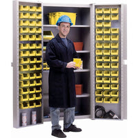 KLETON – Armoires à combinaison à portes creuses, 84 bacs, jaune-Robuste et entièrement soudée de calibre 16, armoire à combinaison bac/tablette