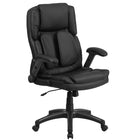 Flash Furniture – Fauteuil directeur pivotant à dossier haut avec accoudoirs rabattables, cuir noir (BT90275H)-Rembourrage en LeatherSoft noir
