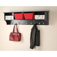 Prepacâ – Étagère à crochets pour vestibule, 60 x 11 1/2 po, noir-Bois composite lamellé noir