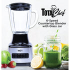 Total Chef - Mélangeur à comptoir à 6 vitesses avec contenant en verre - 6 tasses-Lame en acier inoxydable de haute qualité