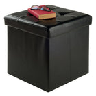 Winsome - Pouf Ashford 15 po x 15 po avec espace de rangement, similicuir, noir (20415)-Coté pour une capacité de jusqu'à 200 lb