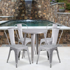Table ronde de 24 po en métal avec 4 chaises de bistro, intérieur/extérieur, argenté [CH-51080TH-4-18CAFE-SIL-GG]-24 larg. x 24 prof. x 29 haut. (po)