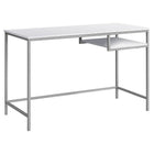 Monarch Specialties - 7368 Bureau 48 po L - Blanc/Metal Argent-Spacieux dessus de table fini blanc