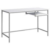 Monarch Specialties - 7368 Bureau 48 po L - Blanc/Metal Argent-Spacieux dessus de table fini blanc