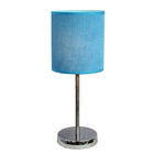 All the Rages - Abat-jour pour lampe de table chromée, collection Simple Designs, bleu (LT2007-BLU)-Base en métal chromé avec abat-jour en tissu bleu