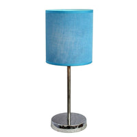 All the Rages - Abat-jour pour lampe de table chromée, collection Simple Designs, bleu (LT2007-BLU)-Base en métal chromé avec abat-jour en tissu bleu