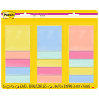 Post-it - Feuillets super collants - 3 po x 3 po - Collection Summer Joy - 45 feuilles/bloc - Paquet de 15, 675 feuilles-Utiliser pour les rappels sur les portes, les fenêtres et les murs