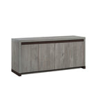 Sauder - Manhattan Gate Crédence de bureau moderne - Mystic Oak-Étagère d'imprimante réglable et coulissante avec glissières à extension complète derrière les portes gauches