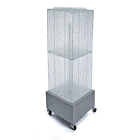 Azar Displays – Présentoir à panneaux perforés emboîtables sur 4 côtés et à roulettes, 40 x 14 x 14 po, transparent (701415-CLR)-Surmontoir pour affiche inclus