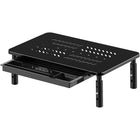 Fitueyes - Support pour écran en métal avec tiroir - Support pour écran d'ordinateur réglable en hauteur - Noir-Support de moniteur en verre reglable en hauteur
