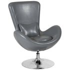 Chaise d’appoint salon-réception de série Œuf en cuir gris (CH-162430-GY-LEA-GG)-Style contemporain
