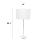 Lampe Simple Stick blanche avec abat-jour en tissu, blanc-Base blanche et  Abat-jour en tissu blanc