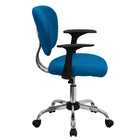 Flash Furniture - Fauteuil fonctionnel H2376FTURARMS, dossier mi-hauteur, mailles, accoudoirs fixes, turquoise-Dossier mi-hauteur