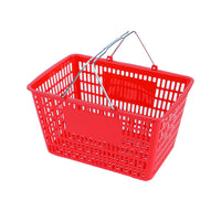 FuTECH - Panier à provisions avec poignée chromée - 18,5 L x 13 l x 10 H po - Rouge - Paquet de 4-Commerce de détail