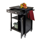 Winsome Timber - Chariot de cuisine avec panneau lambris, noir-Chariot de cuisine avec amplement d’espace de rangement