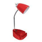 LimeLights -Lampe de bureau organisateur à col de cygne de 18-1 / 2 "avec support et prise de charge - Rouge-Lampe de bureau à col de cygne avec support pour tablette et prise de charge