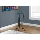 Monarch Specialties - 3332 Table D'Appoint - Metal Noir Martele Et Verre Trempe-12 haut. x 28 larg. x 12 prof. (po)