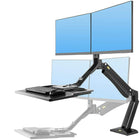 Poste de travail assise debout support à double bras pour écran pc de 22-27 po avec port USB de North Bayou FC40-2AB, Noir-Rotation: 360-degree, Pivot: 180 -degree, Inclinaison: +10 -degree/ - 16 -degree