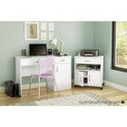 Rangement à imprimante sur roulettes, Blanc solide, Axess de Meubles South Shore, 26“L x 20“D x 27“H-Derrière les portes : 2 espaces de rangement séparés par 1 tablette ajustable pouvant supporter jusqu’à 15 lb