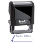 Trodat - Printy ''Signature Du Parent'' Self-Inking Stock Stamp - Français - Encre Bleue-Le message est « Signature du Parent » à l’encre bleue