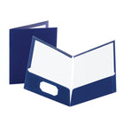 Portfolio à deux pochettes plastifié et hautement lustré Oxford ShowFolio – bleu foncé-Couverture plastifiée et hautement lustrée pour des présentations de qualité professionnelle avec une plus grande durabilité