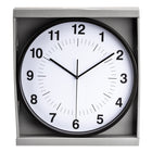 Gry Mattr - Horloge silencieuse contemporaine de 12 po - cadre noir-Prêt à accrocher
