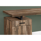 Monarch Specialties - 7765 Bureau 48 po L - Faux Bois Brun Orientation Gauche/ Droite-Poignées de tiroir, support de bureau et pied en métal robuste en forme de U finis en noir contrastante