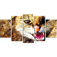 Designart – Impression sur toile, Regard félin, 5 panneaux (PT2335-373)-Imprimé