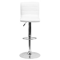 Flash Furniture – Tabouret de bar contemporain et ajustable en vinyle blanc et à pied chromé (CH920231WH)-Tabouret de style contemporain