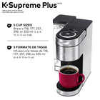 Keurig K-Supreme Plus - Cafetière une tasse à la fois pour capsule K-Cup  avec et technologie MultiJet et acier inoxydable - Argent-Favoris programmables : Enregistrez les préférences d’infusion individuelles de jusqu’à trois utilisateurs