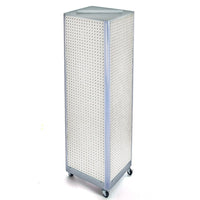 Azar Displays – Présentoir de sol à panneaux perforés sur 4 côtés et à roulettes, 60 x 16 po, blanc (700406-WHT)-Présentoir rotatif carré en tour avec roulettes