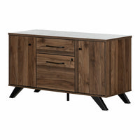 South Shore - Helsy Credence 2 tiroirs avec portes Noyer naturel-Panneaux de particules lamines Unite de rangement
