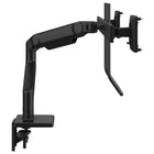 Bras pour moniteur Humanscale M8.1 avec double barre transversale + poignée-La fonction d'arrêt intelligent du M8.1 permet à l'utilisateur d'arrêter chaque articulation n'importe où le long de sa rotation pour éviter que le moniteur ou le bras ne se trouve sur les bords du bureau. De plus, un indicateur de contrepoids intégré permet à l'installateur de contrebalancer le poids du moniteur sans moniteur.