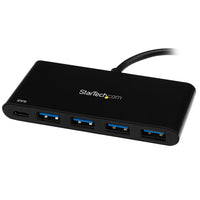 StarTech ® Concentrateur USB-C 4 ports avec Power Delivery, USB-C vers 4 x USB-A (HB30C4AFPD)-Prise en charge de la spécification USB Power Delivery 2.0, pour alimenter et charger votre ordinateur portatif lorsque le concentrateur est connecté à l'adaptateur d'alimentation basé sur USB-C de votre portatif