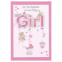 Rosedale – Cartes de souhaits et enveloppes « Girl Baby Baptism » 5 1/2 x 8 po, 12/paquet (15310)-Imprimées sur papier cartonné non couché de haute qualité