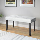 CorLiving – Banc California LMY-110-O à 24 panneaux, similicuir, blanc-Pattes au fini teinté espresso foncé