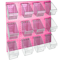 Azar - 12 Ensemble d'organisateurs d'accessoires de 12mur de Peg Mini Bucket - 24 po l x 24 po H - rose-Vendu en multiples de: 2