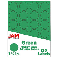 JAM Paper Sceaux autocollants ronds, 1 1/2 po, vert, 360/paquet-Taille : 1,5 po
