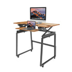 Rocelco - Ensemble de rehausse de bureau de luxe à hauteur ajustable de 46" et support au sol - Teck / Noir-10