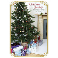 Carte de Noël, House to House, Arbre de Noël & Cadeaux, Paquet de 18-Imprimé sur papier couché de première qualité