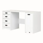 South Shore - Table de couture Artwork avec rangement, blanc pur (10544)-RANGEMENT QUI RÉPOND À VOS BESOINS: profitez des deux grands tiroirs pour classer tous vos accessoires de couture et utilisez la tablette coulissante pour classer vos bobines de fil! Elle comporte des goujons amovibles spécialement pour cet effet.