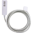 Staples - Rallonge à trois prises, deux ports USB, 6 pi. Cordon tresse, gris-Trois prises de courant alternatif à la terre et deux ports USB offrant une puissance de charge partagee de 2,4 A