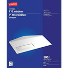 Staples - Enveloppes n° 10 à fenêtre avec rabats gommés, 4 1/8 x 9 1/2 po, 24 lb, blanc, boîte de 500-Enveloppes n° 10 polyvalentes, idéales pour l'envoi de lettres, chèques, relevés, factures et autres