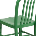 Chaise pour l'intérieur / l'extérieur en métal vert de qualité commerciale, lot de 2-Finition du cadre enduit en poudre verte