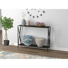 Safdie & Co. 39.5L Table Console - Métal Noir - Bois Gris Foncé 1 Étagère-Design contemporain, donne une sensation de propreté et d'élégance à votre espace de vie.