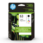 HP 63 Ens. 2 cartouches d'encre noire et tricolore d'origine (L0R46AN)-Couleurs: Noir, tricolore