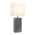 Elegant Designs - Lampe de table incandescente, gris (LT1025-GRY)-Abat-jour en tissu blanc