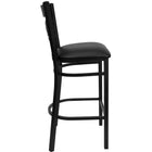 Flash Furniture – Tabouret de bar pour restaurant HERCULES en métal, dossier en X noir, assise vinyle noir-Conception à dossier en croix